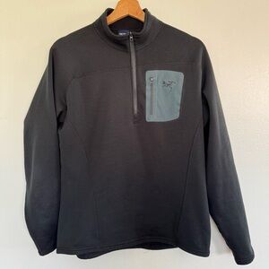 Vintage Arc'teryx Sweatshirt Mens Medium Black Outdoor 1/4 Zip Pullover Arcteryx
